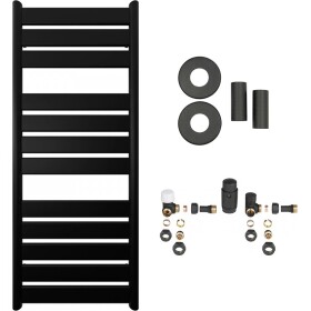 CERANO Koupelnový radiátorový set Arturo - ústřední výtápění - boční připojení - 644W - černá matná - 1200x500 mm