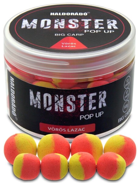 Haldorádó Pop-Up Boilies Method Monster Big Carp 13+17mm 50g - Červený losos,Haldorádó Pop-Up Boilies Method Monster Big Carp 13+17mm 50g - Červený lo