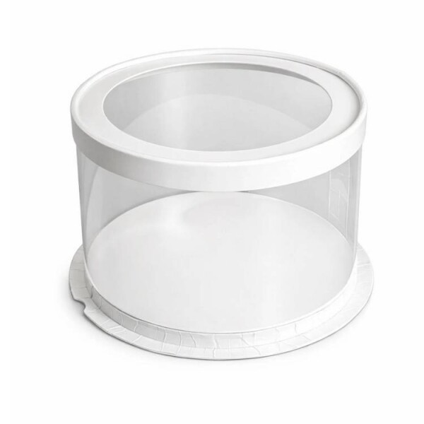Cake Star Cake Star 4Cake Plastový kulatý box s průhledným víkem na dorty bílý (26,5 x 24 cm)