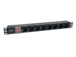 Equip PDU 8x Schuko černá / Zásuvková lišta do racku / 1U / IEC C14 / vypínač / 10 A / 2500 W (333286)