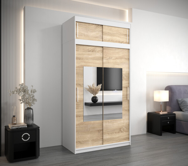 Šatní skříň Abi To s nástavcem Barva korpusu: Bílá, Rozměry: 150 cm, Dveře: Bílá