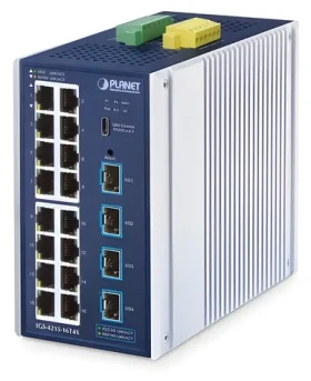 PLANET IGS-4215-16T4 / Switch průmyslový / L2/L4 / 16x GLAN / 4x SFP / DIN / IP30 (IGS-4215-16T4X)