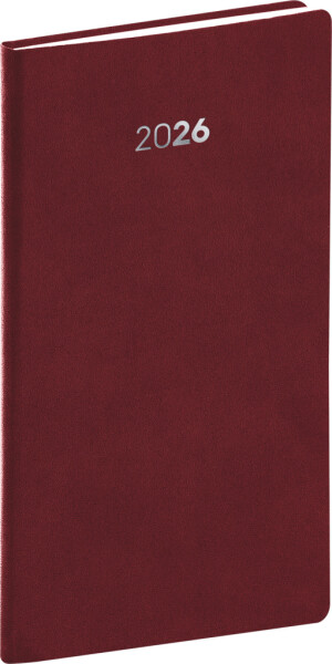 Diář 2026: Balakon - bordó, kapesní, 9 x 15,5 cm