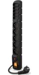 Acar S10 černá / Prodlužovací kabel s přepěťovou ochranou / 10 zásuvek / 5 m (W0130)