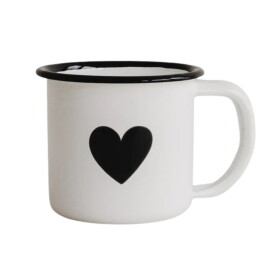 Eulenschnitt Smaltovaný hrnek na espresso Heart 70 ml, bílá barva, kov