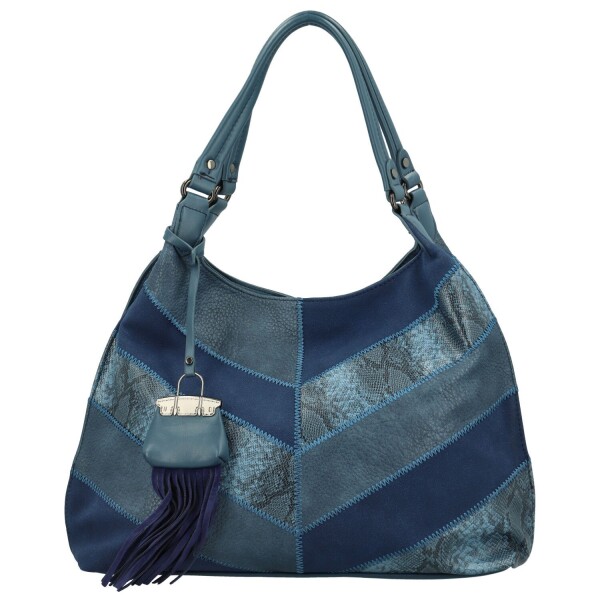 Módní dámská koženková kabelka na rameno Nives, modrá