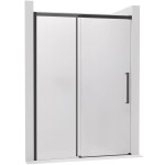 CERANO Sprchové posuvné dveře Lantono - levá - 8 mm - Soft-Close - černá matná, mléčné sklo - 130x195 cm