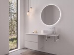 CERANO - Koupelnová skříňka Carole - bílá matná + deska pod umyvadlo Navira Slim - 18 mm + konzole chrom - 120x49,8x46 CER-606105