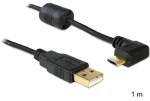 Delock USB 2.0 A - Micro-USB B kabel černá / Propojovací kabel / pravoúhlý 90° / AWG 28 / 1m (83147)