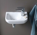 DURAVIT - DuraStyle Umývátko 36x22 cm, bez přepadu, s otvorem pro baterii vpravo, WonderGliss, bílá 07133600001