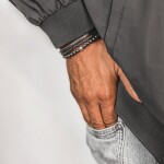 Pánský náramek kůže onyx, Černá Nastavitelná