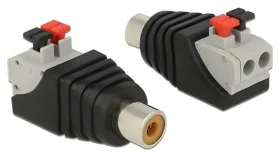 DeLock Terminal Block 2 Pin - Cinch (F) / Redukce / RCA / s tlačítkem (65565)