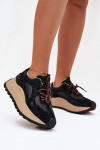 Kožené Sneakersy Na Platformě Dámské Big Star SS274628 HI-POLY SYSTEM Černé 37