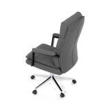 Židle kancelářská, šedá ekokůže, kříž kov chromový, houpací mechanismus, čalouněné područky