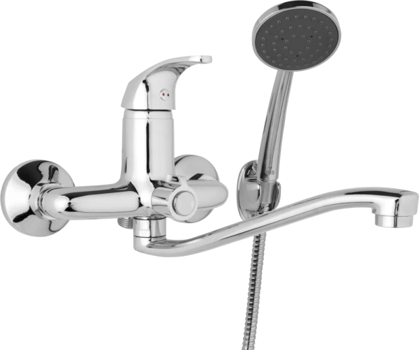 JB Sanitary Nástěnná umyvadlová a sprchová baterie SLIM, rozteč 150 mm, otočný přepínač v těle, s příslušenstvím, S ramínko 250 mm A10 39 21