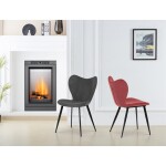 Židle jídelní, červená látka, černá kovová podnož