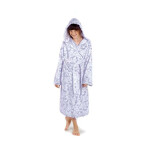 FLORA dívčí župan kapucí model 17055109 Vestis dětské dětský župan kapucí 9102 šedý tisk na bílé, flannel fleece polyester