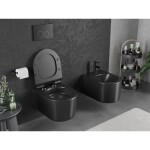 MEXEN/S - Sofia Závěsná WC mísa Rimless Tornado včetně sedátka s slow slim, duroplast, černá mat 30540185T