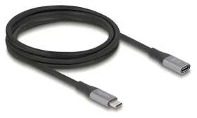 DeLock USB4 Gen 3x2 prodlužovací kabel 2m černá-šedá / USB-C (M) - USB-C (F) / 40 Gbps / USB PD 240 W (81202)