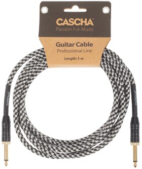 Cascha Professional Line Guitar Cable Straight Tweed Black 3 m