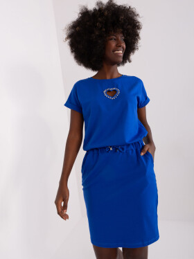 Kobaltově modré mikinové šaty s krátkým rukávem