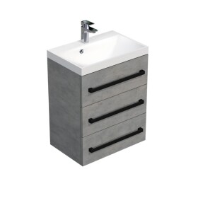 Koupelnová skříňka s černou úchytkou a umyvadlem SAT Cube Way 60x76,5x40 cm beton mat CUBE2C603BE CUBE2C603BE