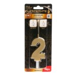 Dortisimo Dekora svíčka s prskavkou zlatá číslo 2