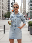 Džínové mini šaty JENSAGA EY2592 sv.modré - DStreet S