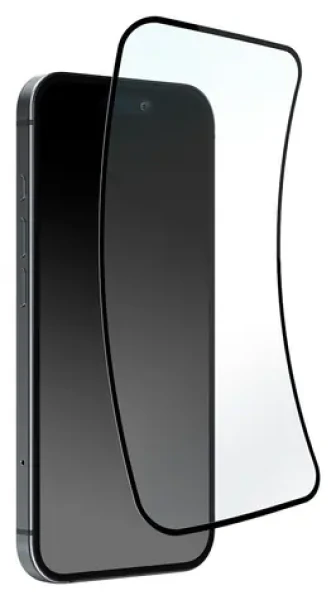 Puro Flexible Glass D3O / Hybridní sklo / černý rámeček / iPhone 16 / iPhone 15 / iPhone 15 Pro