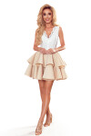 Béžové dámské šaty s krajkovým výstřihem a S model 17280731 - numoco