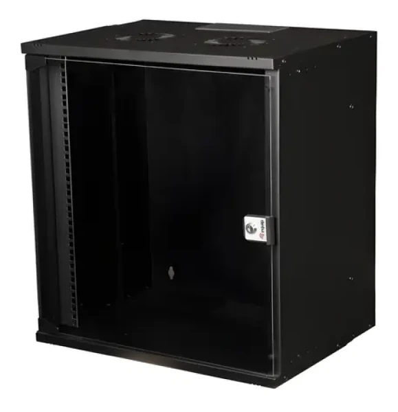 Equip Eco černá / Nástěnná skříň / 12U / 19" / 540x400 mm / skleněné dveře (EWM-12-5440-B)