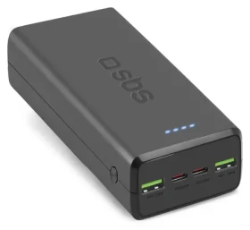 SBS PowerBank 30 000 mAh černá / Powerbanka / Power Delivery 20 W / 2x USB-C / 2x USB-A