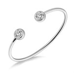 Pevný bangles náramek Iva - ocel, zirkon, Stříbrná