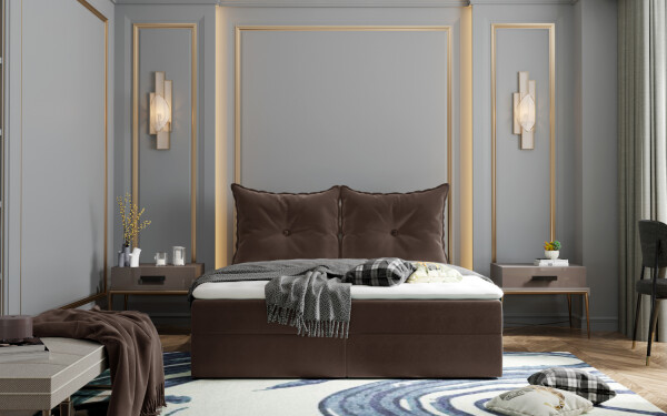 FRONTI Postel 8 160x200 s úložným prostorem - světlehnědá - Opera Ebony