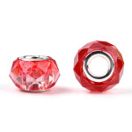 Korálky evropského typu - 14 x 8,5 mm - dvoubarevné - 1 ks Dvě barvy: Červenobílá