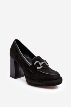 Kožené lodičky na masivním sloupku Laura Messi 2706 černé 40