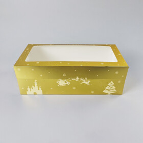 Cake star vánoční krabice zlato-bílá s laminací L 40x20x13cm