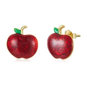 Stříbrné náušnice ve tvaru jablka – stříbro 925/1000, Červená