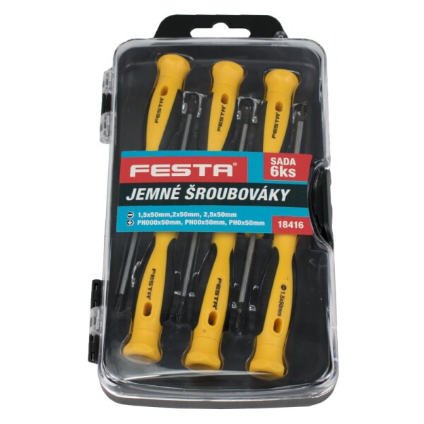 FESTA 18416 Šroubováky hodinářské, sada 6ks, délka 50mm, CrV