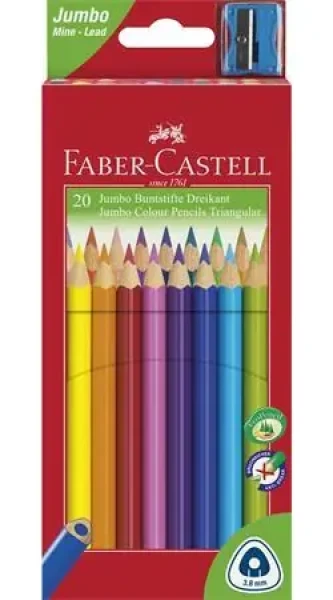 Faber-Castell Jumbo / Pastelky šestihranné / 20 ks / + ořezávátko (116520)