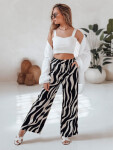Dámské pruhované kalhoty se širokými nohavicemi ZEBRAVIBE béžovo-černé FashionStreet UY2653 XXL