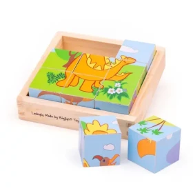 Bigjigs Toys Obrázkové kostky kubusy Dinosauři