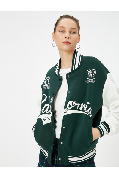 Koton Bomber Jacket Aplikace Detailní College Printed Pocket