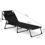 Polohovací černé zahradní lehátko s polštářem