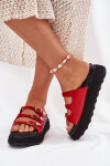 Dámské Klapky Na Platformě S Pásky Červené Nimiotte 39