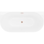 MEXEN/S - Oval Slim volně stojící vana nástěnná 170 x 80, bílá, sifon a přepad měď kartáčovaná 52661708000-65