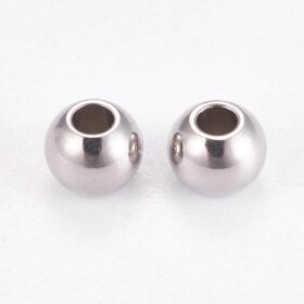 Korálek z nerezové oceli se širokým průvlekem - platinový - 3 x 2 mm - 1 ks