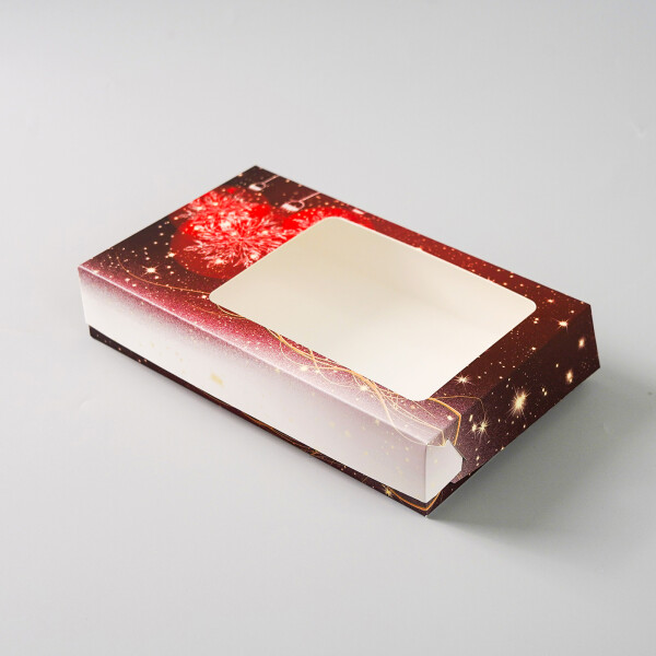 Cake star vánoční krabice "vánoční koule" červená malá 25x15x5cm