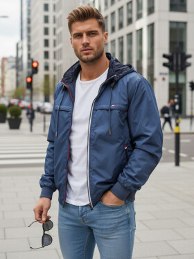 Pánská oboustranná přechodná bunda TX4984 - FashionStreet středně modrá XXL