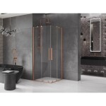 MEXEN/S - Velar Duo čtvercový sprchový kout 90 x 90, transparent, měď kartáčovaná 871-090-090-02-65